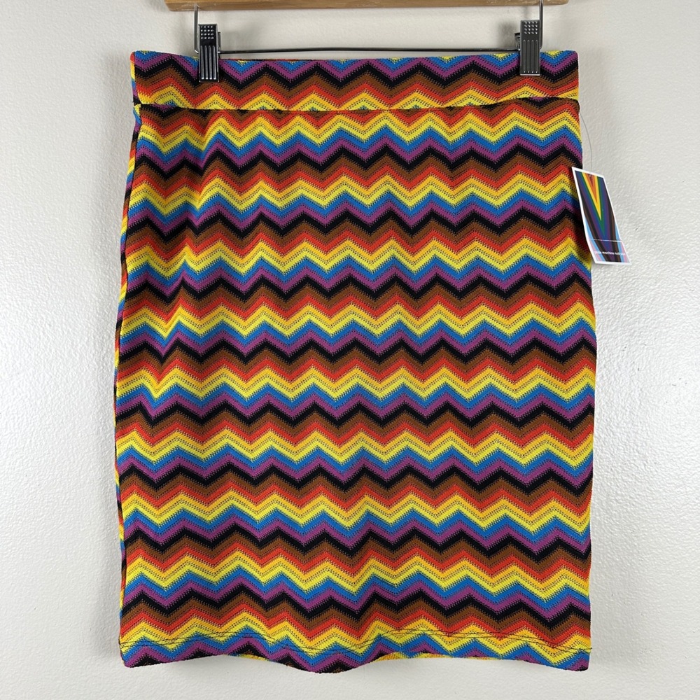 Pride Target Women's M Skirt Multi-color Chevron Knit Zig Zag Rainbow NEW